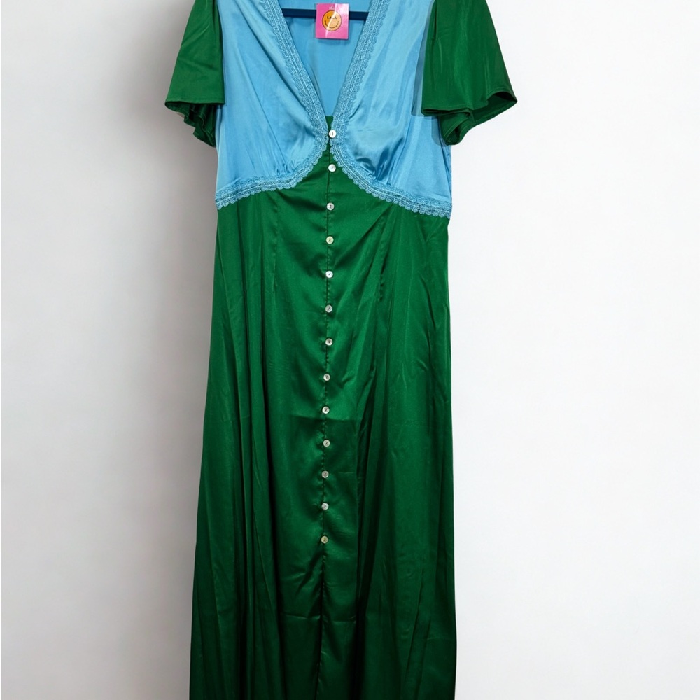 Dressed in LALA Green and Blue Maxi Dress